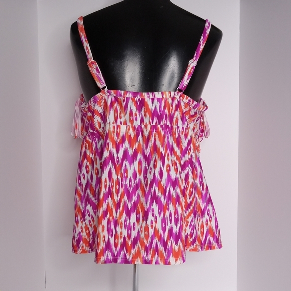 COLLECTIONS BY CATALINA SWIMSUIT TOP 2X (18W-20W) WITH FRINGE ORCHID BURST VGC - Picture 5 of 9